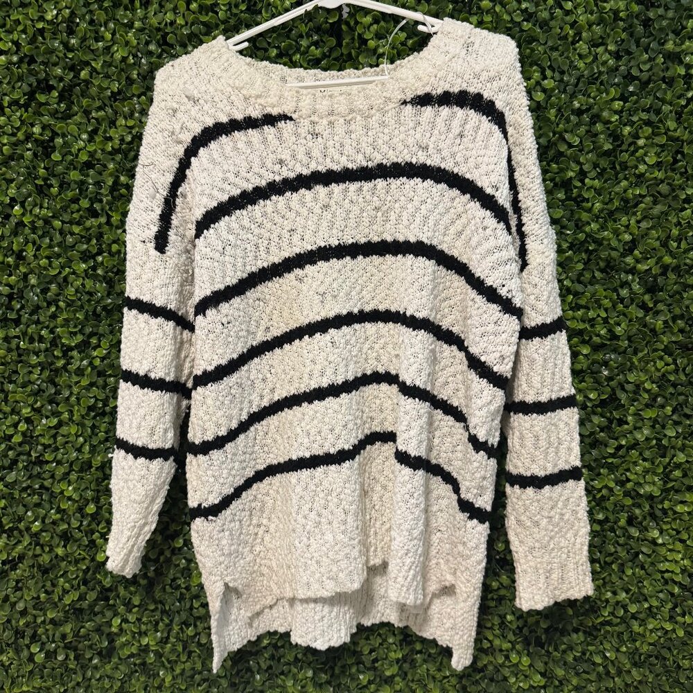White sweater with black stripes